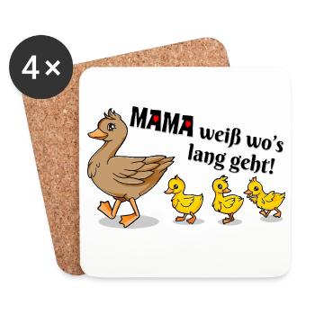 Illustration drôle de la devise de la famille des oies et des canards - Dessous de verre (lot de 4) - blanc - Devant