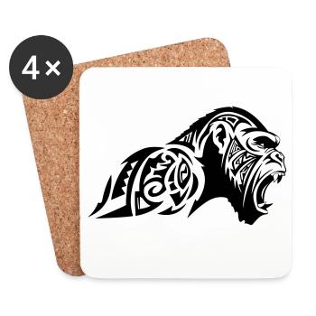 Gorille Bête Tribal - Dessous de verre (lot de 4) - blanc - Devant