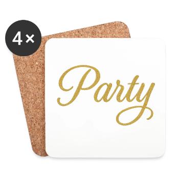 PARTY Elegant Gold Glitter Script for Celebrations - Coasters (set of 4) - white - Front