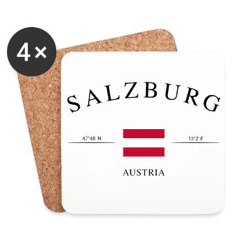Salzburg Austria – Holiday Souvenir &amp; Gift - Coasters (set of 4) - white - Front