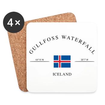 Gullfoss Island – Holiday Souvenir & Gift - Coasters (set of 4) - white - Front