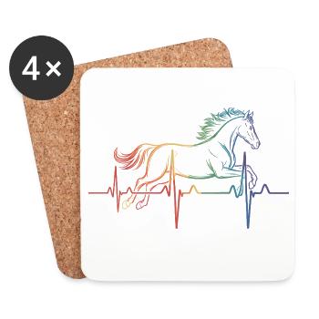 Pferd Heartbeat - Untersetzer (4er-Set) - Weiß - Vorne
