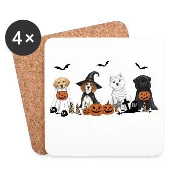 Hunde-Halloween - Untersetzer (4er-Set) - Weiß - Vorne