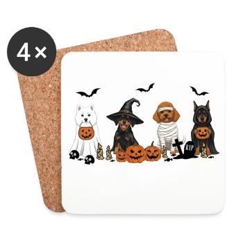 Hunde-Halloween - Untersetzer (4er-Set) - Weiß - Vorne
