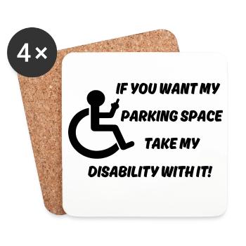 Möchten Sie meinen Rollstuhlparkplatz? # - Untersetzer (4er-Set) - Weiß - Vorne