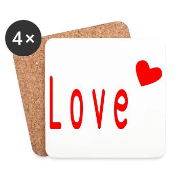 HEART. HEARTS. VALENTINE'S DAY. LOVE. LOVE. COUPLE. - Coasters (set of 4) - white - Front