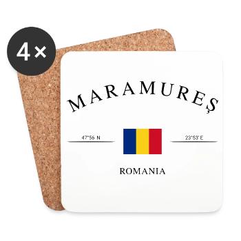 Maramureș Roumanie – Souvenir et cadeau de vacances - Dessous de verre (lot de 4) - blanc - Devant