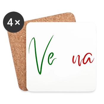 Amo Verona, design minimaliste élégant - Dessous de verre (lot de 4) - blanc - Devant