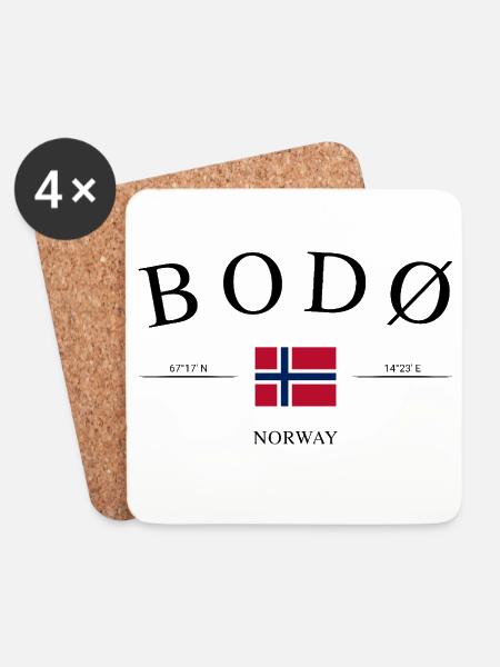Bodø Norwegen – Urlaub Souvenir & Geschenk - Untersetzer (4er-Set) - Weiß