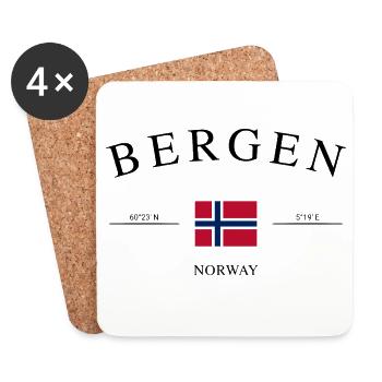 Bergen Norway – Holiday Souvenir & Gift - Coasters (set of 4) - white - Front