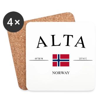 Alta Norway – Souvenir et cadeau des Fêtes - Dessous de verre (lot de 4) - blanc - Devant