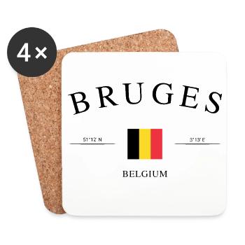 Brügge Belgien – Urlaub Souvenir & Geschenk - Untersetzer (4er-Set) - Weiß - Vorne