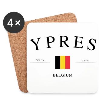 Ypres Ieper Belgium – Holiday Souvenir & Gift - Coasters (set of 4) - white - Front
