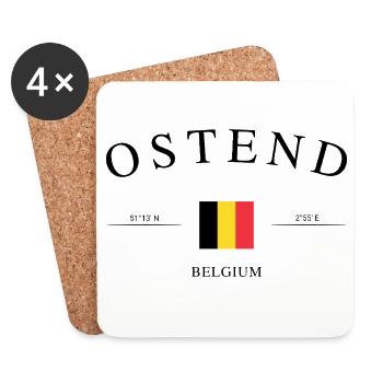 Ostend Belgium – Holiday Souvenir & Gift - Coasters (set of 4) - white - Front