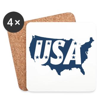 United States Map with Stars - Coasters (set of 4) - white - Front