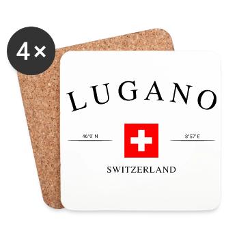 Lugano Schweiz – Urlaub Souvenir & Geschenk - Untersetzer (4er-Set) - Weiß - Vorne