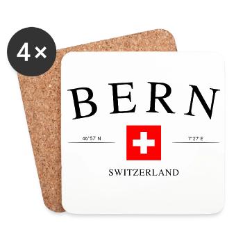 Berne, Suisse – Souvenir et cadeau de vacances - Dessous de verre (lot de 4) - blanc - Devant