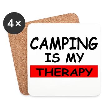 Camping - Dessous de verre (lot de 4) - blanc - Devant
