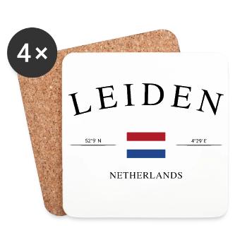 Leiden Netherlands – Holiday Souvenir & Gift - Coasters (set of 4) - white - Front