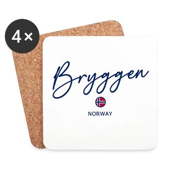 Bryggen - Bergen - Norway Flag - Norge - Norwegen - Untersetzer (4er-Set) - Weiß - Vorne