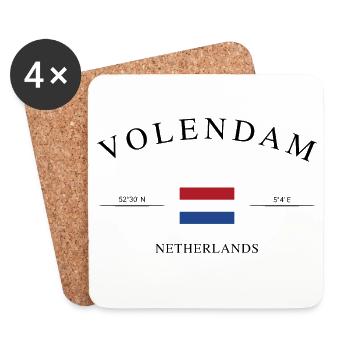 Volendam Niederlande – Urlaub Souvenir & Geschenk - Untersetzer (4er-Set) - Weiß - Vorne