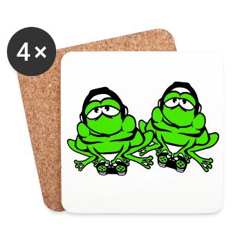 2 Frogs Gamer Nerd Gaming Controller Game Team - Dessous de verre (lot de 4) - blanc - Devant