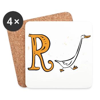 Pension Canard - Retraite - Rente - Dessous de verre (lot de 4) - blanc - Devant
