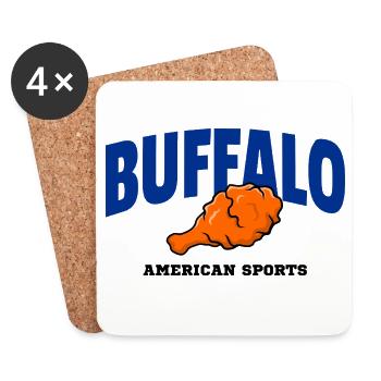 Buffalo Wing Football Shirt – Funny Fan Design - Coasters (set of 4) - white - Front