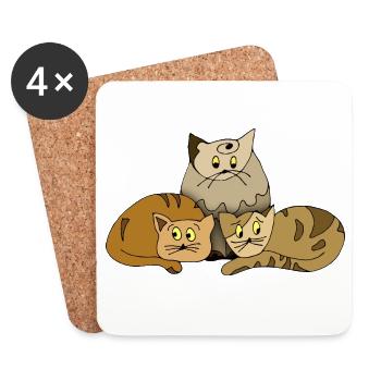 Cats - Coasters (set of 4) - white - Front