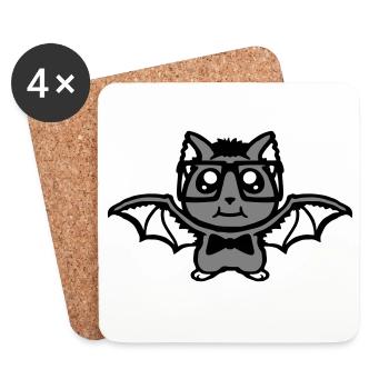 Cute Nerd Bat Glasses Bow Tie Halloween Geek - Coasters (set of 4) - white - Front