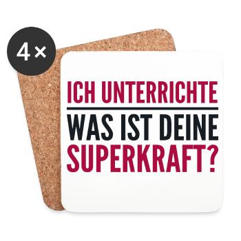 Ich unterrichte – was ist deine Superkraft? - Untersetzer (4er-Set) - Weiß - Vorne