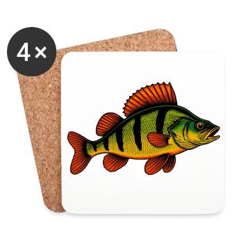 Perche Perche Perche Perche Perche Pêche Perche Perche - Dessous de verre (lot de 4) - blanc - Devant