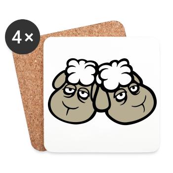 Couple de moutons Fatigué Triste Somnolent Ami épuisé - Dessous de verre (lot de 4) - blanc - Devant