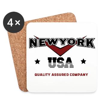 New York États-Unis Citation Design pour les passionnés de New York - Dessous de verre (lot de 4) - blanc - Devant