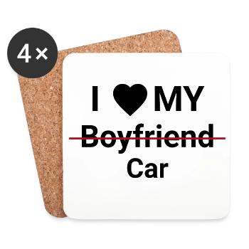 J’aime ma voiture - Dessous de verre (lot de 4) - blanc - Devant