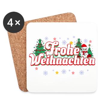 Frohe Weihnachten - Untersetzer (4er-Set) - Weiß - Vorne