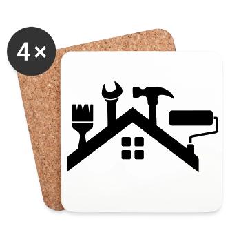 Home & Craft Logo – Hammer Brush Paint Roller - Coasters (set of 4) - white - Front