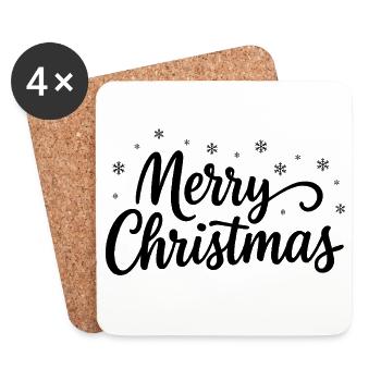 Lettres de Joyeux Noël avec des flocons de neige - Dessous de verre (lot de 4) - blanc - Devant