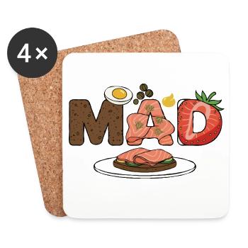 Mad food Danemark - Dessous de verre (lot de 4) - blanc - Devant