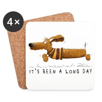 It's Been a Long Day Funny Dachshund Saying - Coasters (set of 4) - white - Front