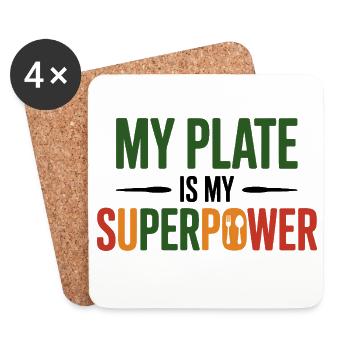 Mein Teller ist mein Superpower-Ernährungsexperte - Untersetzer (4er-Set) - Weiß - Vorne
