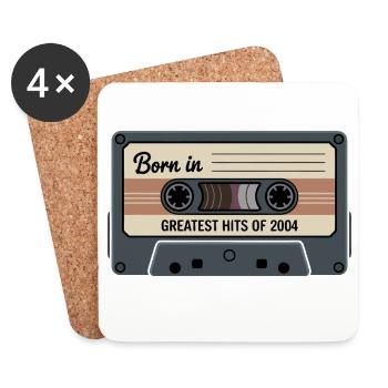 Né en 2004 Greatest Hits Retro Tape - Dessous de verre (lot de 4) - blanc - Devant