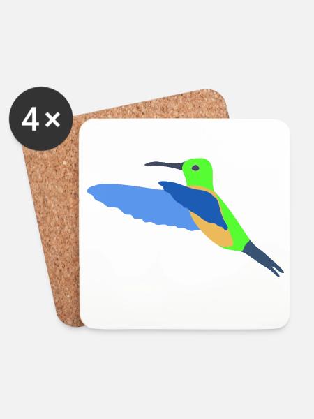 Bunter Kolibri im Flugdesign - Untersetzer (4er-Set) - Weiß