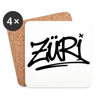 ZÜRI SIGNATUR (Schwarz) - Untersetzer (4er-Set) - Weiß - Vorne