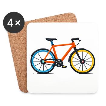 Vélo coloré aux couleurs contrastantes - Dessous de verre (lot de 4) - blanc - Devant