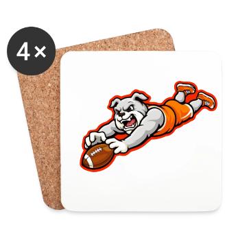 Bulldog Football Dive Catch Mascot - Coasters (set of 4) - white - Front
