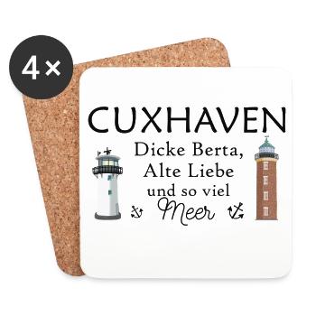 Cuxhaven, phares dessinés à la main, vieil amour - Dessous de verre (lot de 4) - blanc - Devant