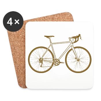 Kupferfarbene Fahrrad-Silhouette Rennrad - Untersetzer (4er-Set) - Weiß - Vorne