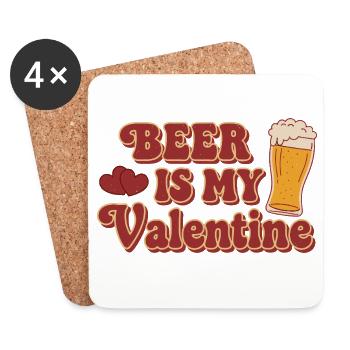 Beer Is My Valentine – Retro Bier Design - Untersetzer (4er-Set) - Weiß - Vorne