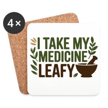 Herbalist I Take My Medicine Leafy Professional  - Coasters (set of 4) - white - Front